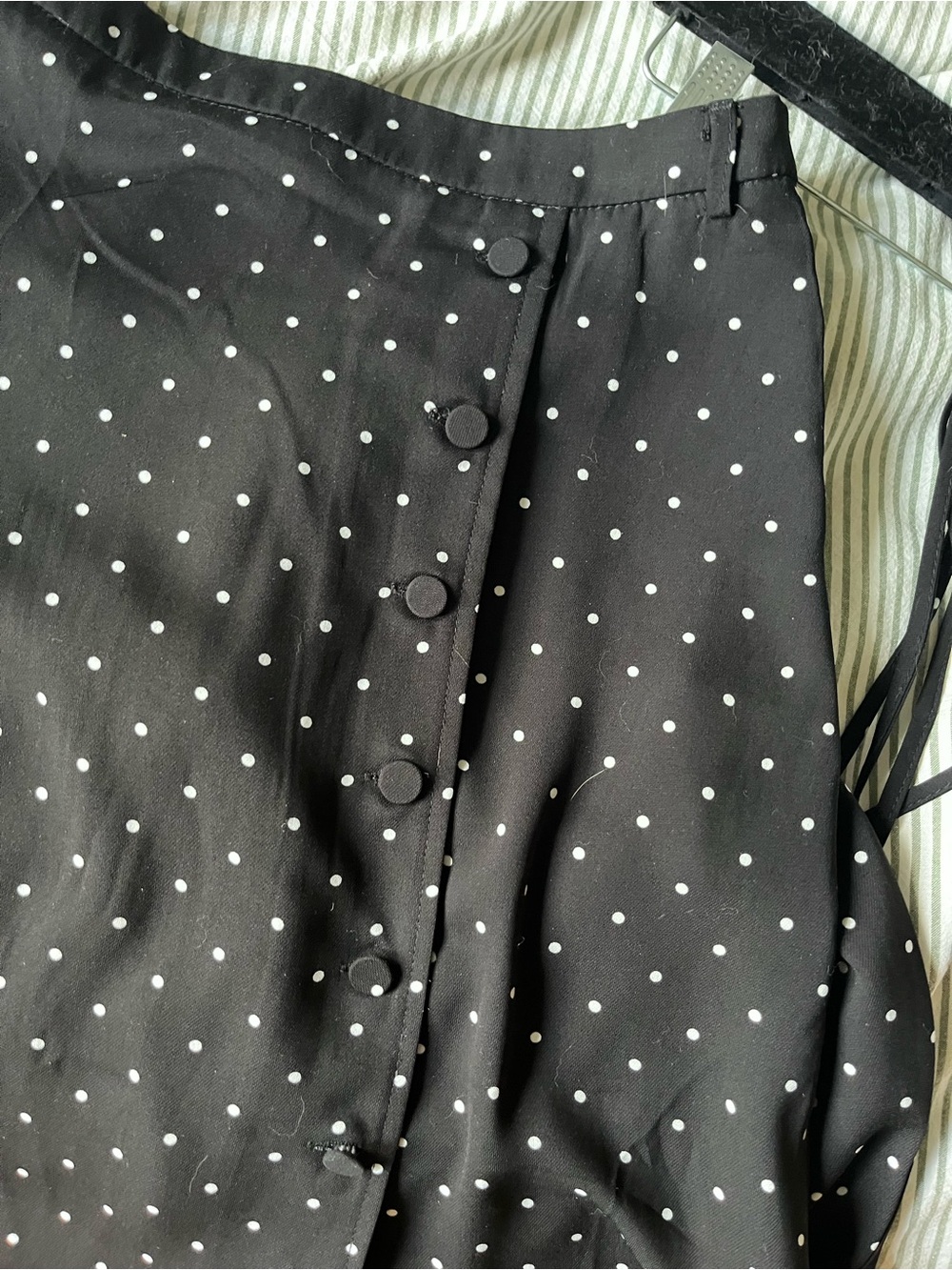 Polka Dot Midi Skirt - Black/White - Picture 6 of 9